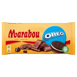 Продуктови Категории Шоколади Marabou Oreo Млечен шоколад с парченца какаова бисквита (13%) с пълнеж с вкус на ванилия
